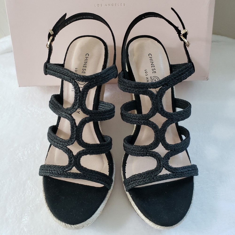 Chinese Laundry Black Braided Espadrilles Milla